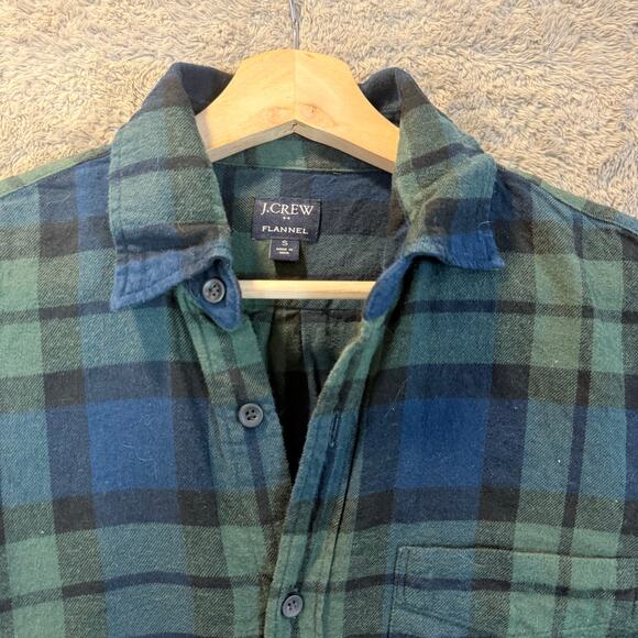 J. Crew Flannel Button Down Shirt Blackwatch Plaid Green Blue S Small - Picture 3 of 8